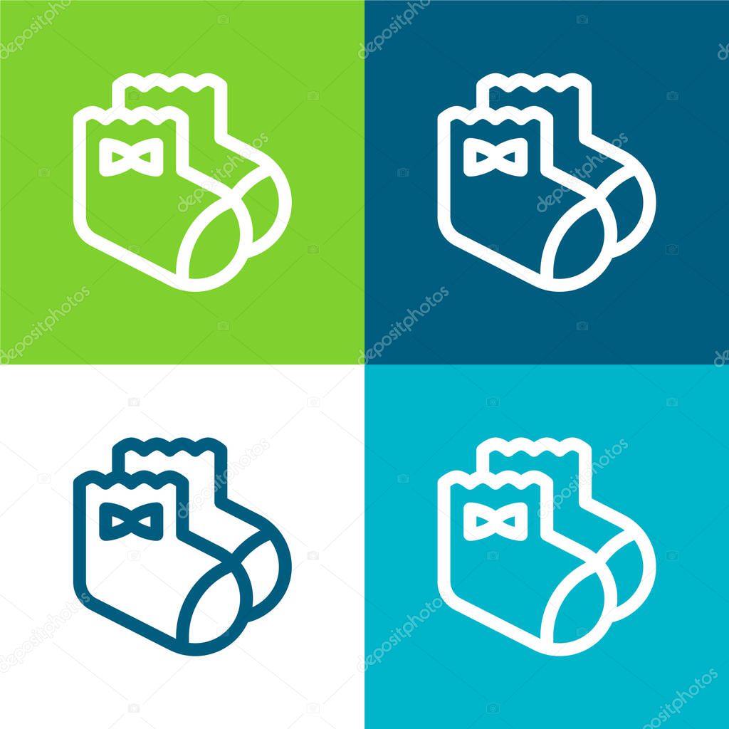 Baby Socks Flat four color minimal icon set
