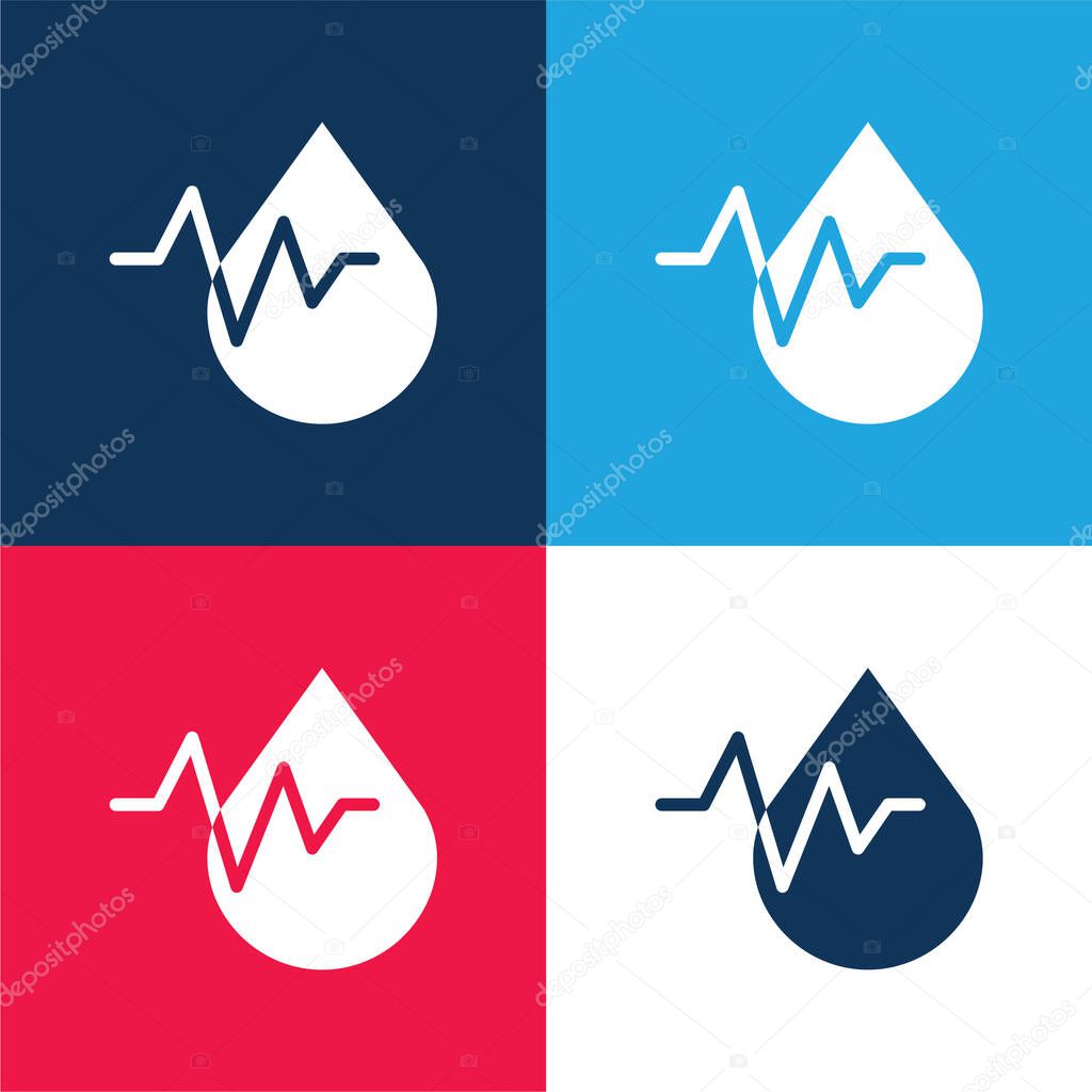 Blood Test blue and red four color minimal icon set