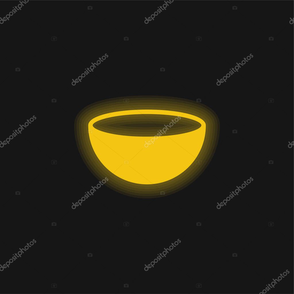 Bowl yellow glowing neon icon