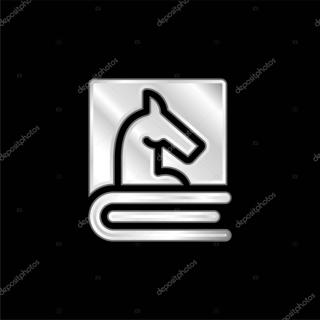Book silver plated metallic icon