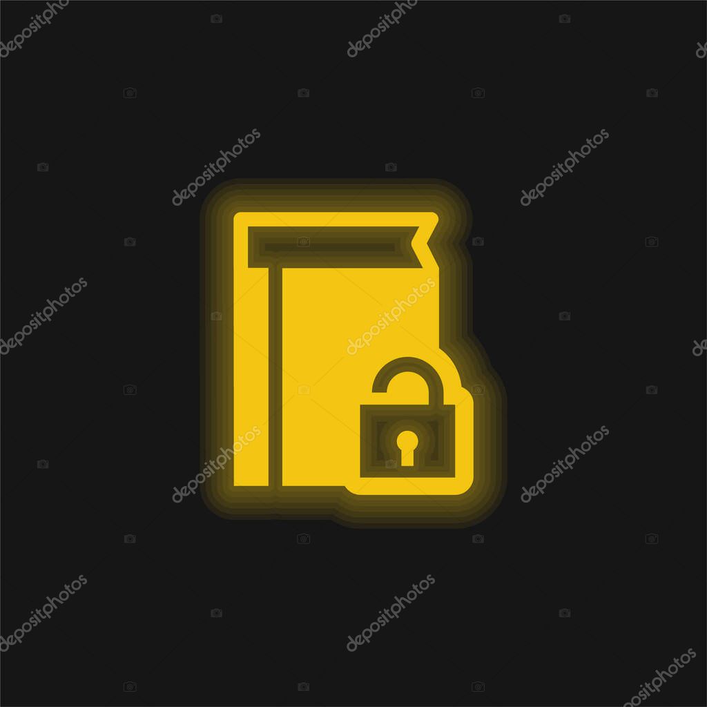 Book Protection yellow glowing neon icon