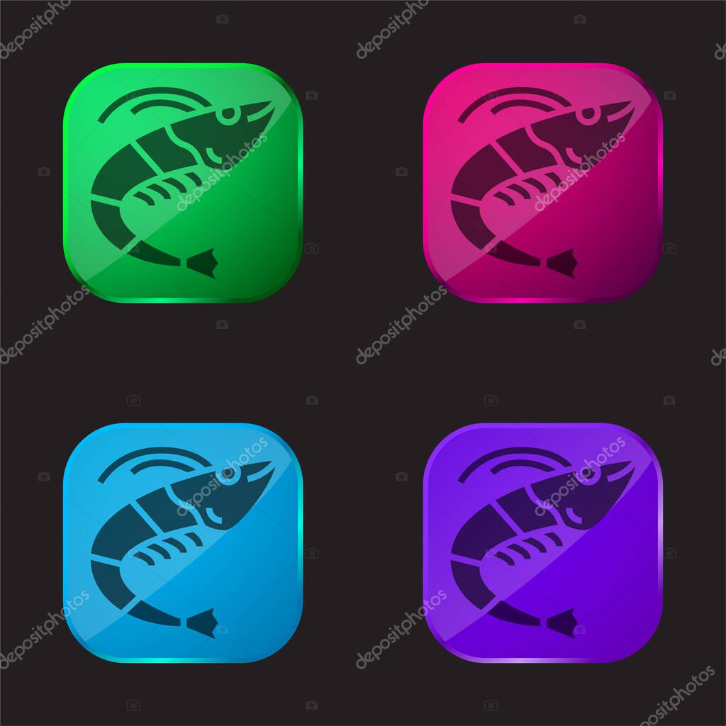 Animal four color glass button icon