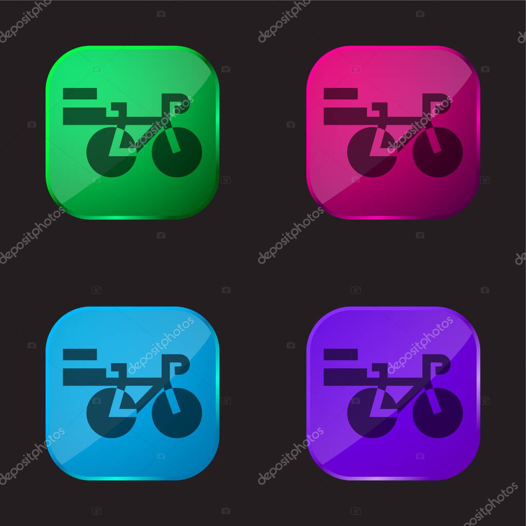 Bike four color glass button icon
