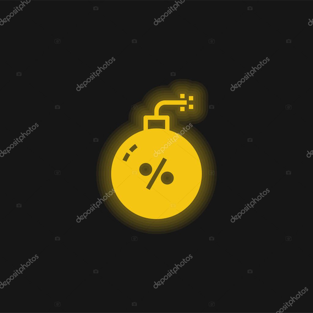 Bomb yellow glowing neon icon