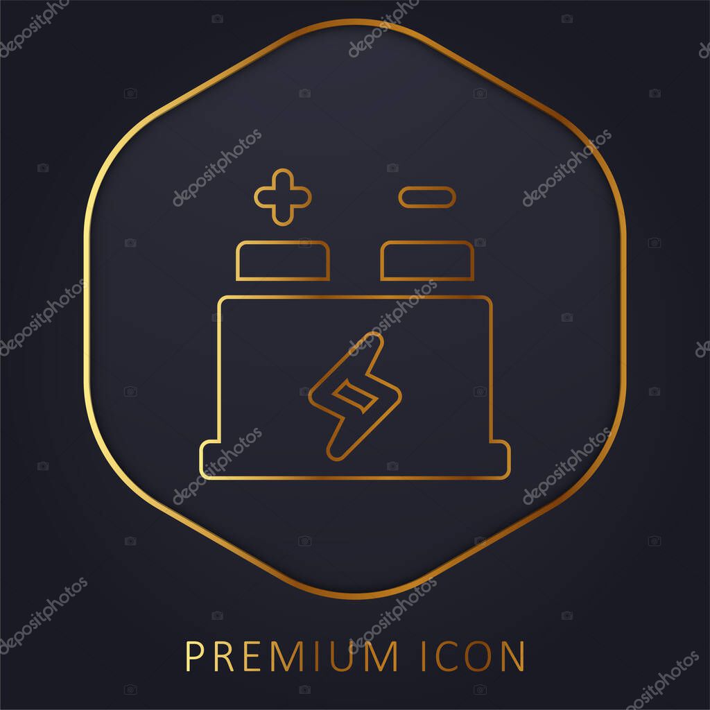 Battery golden line premium logo or icon