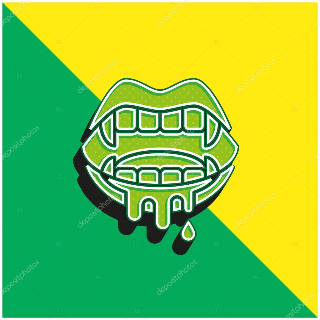 Bloody Green and yellow modern 3d vector icon logo