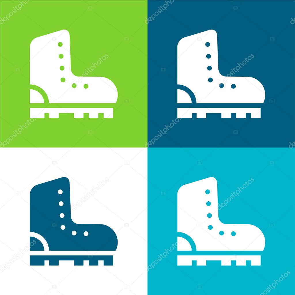 Boots Flat four color minimal icon set