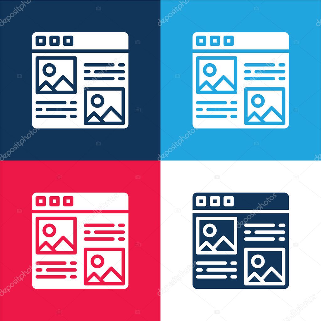 Article blue and red four color minimal icon set