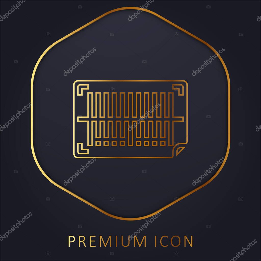 Barcode golden line premium logo or icon