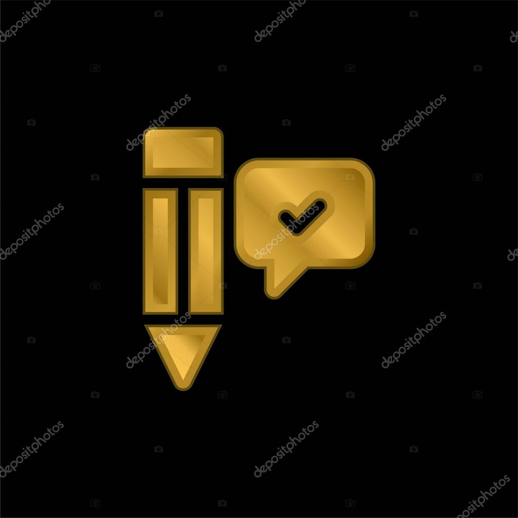 Agree gold plated metalic icon or logo vector