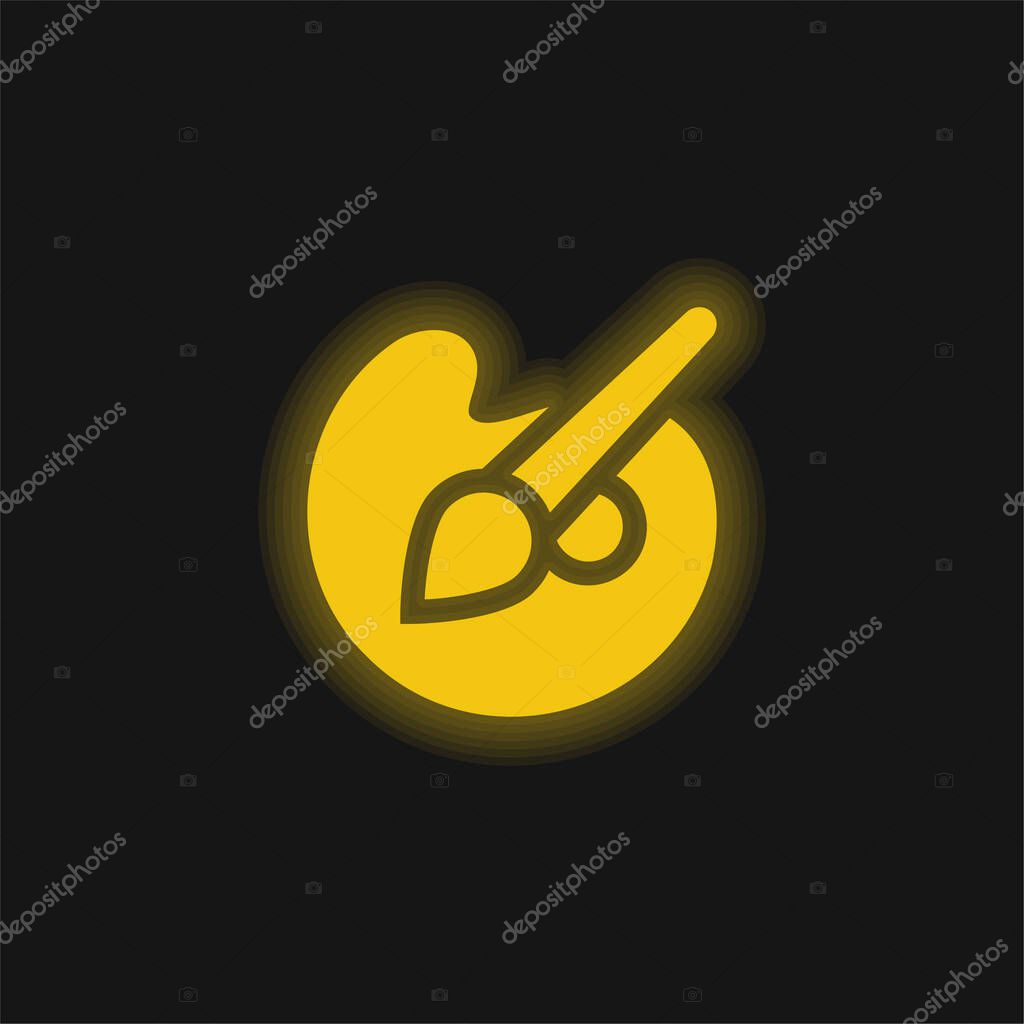 Art yellow glowing neon icon