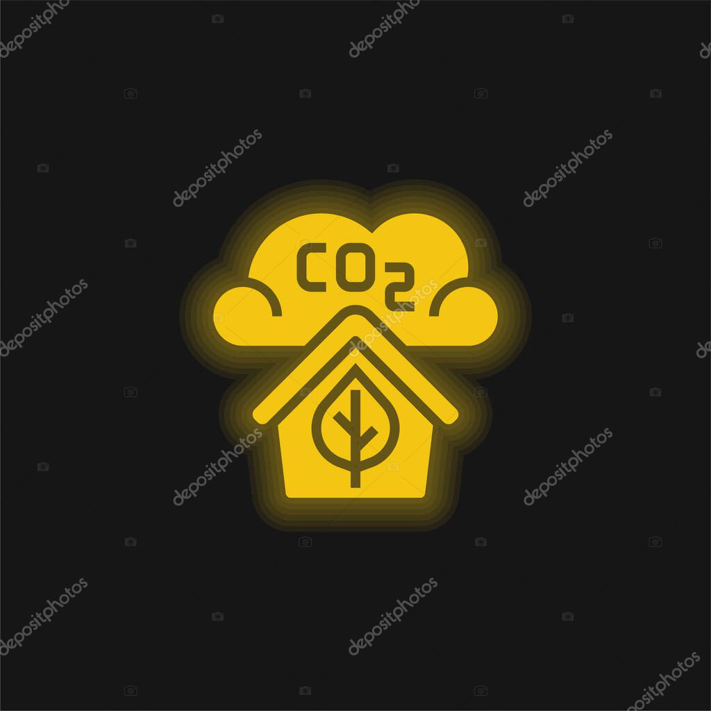 Air Quality yellow glowing neon icon