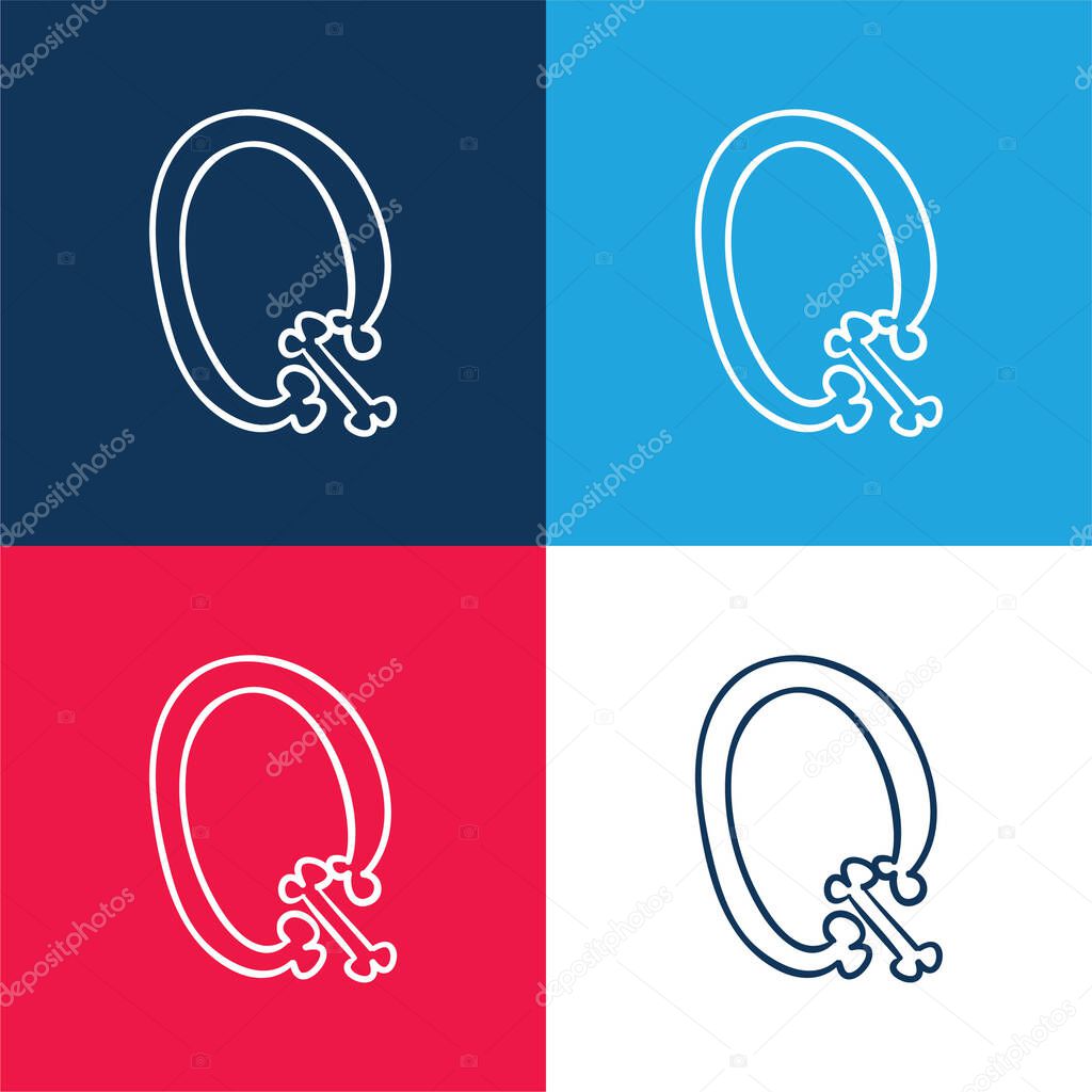 Bones Outline Of Letter Q blue and red four color minimal icon set