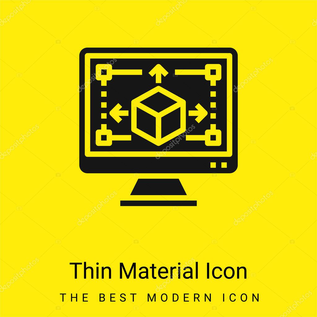 3d Modeling minimal bright yellow material icon