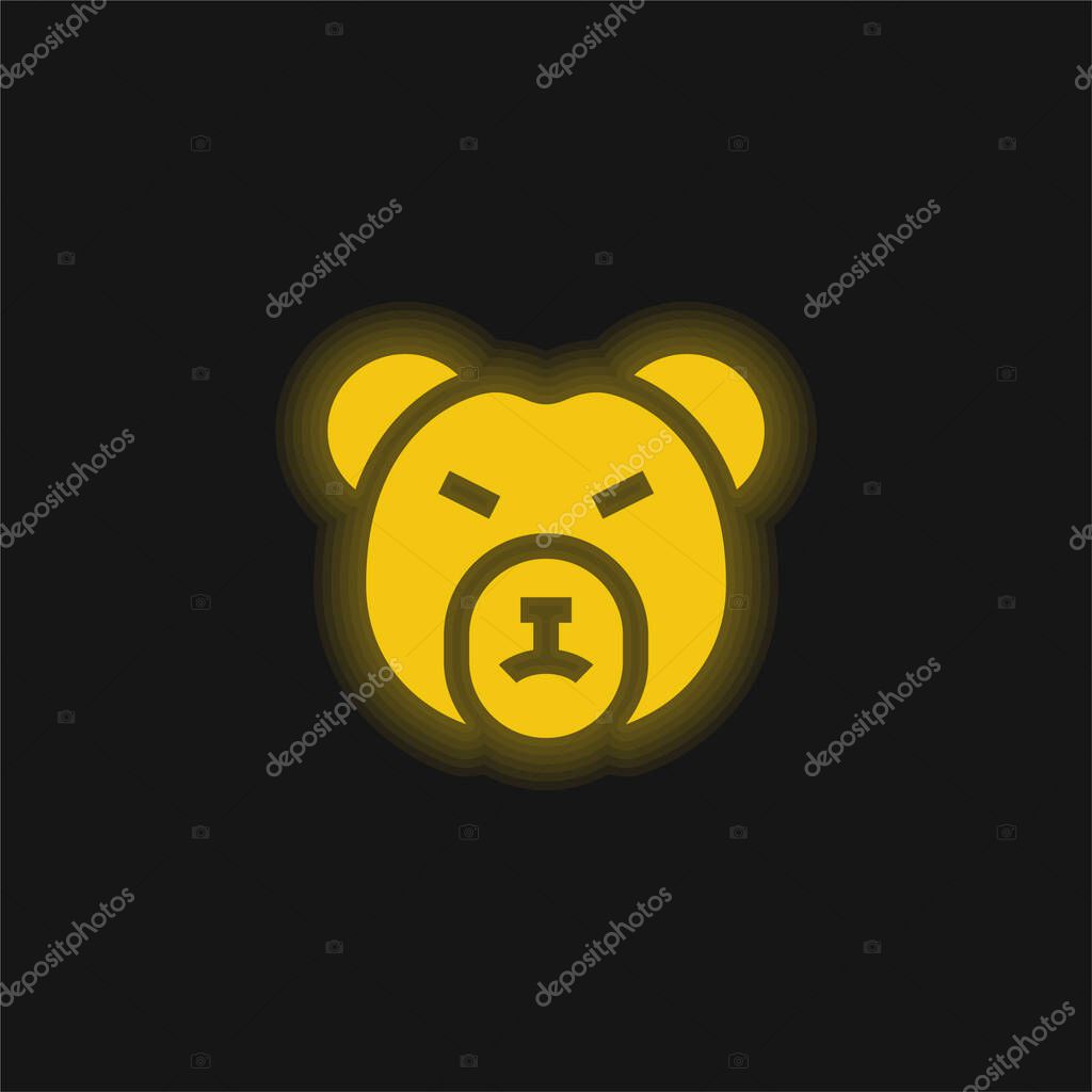 Bear Market yellow glowing neon icon