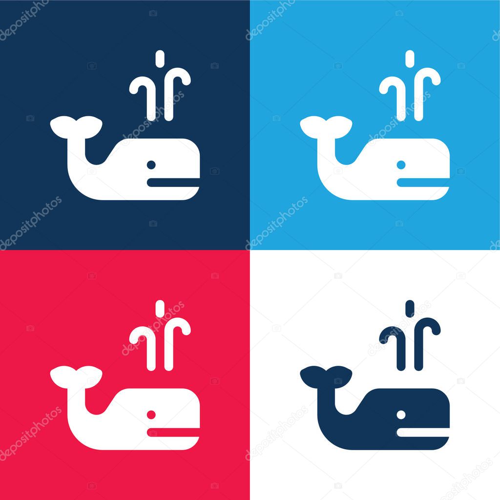 Blue Whale blue and red four color minimal icon set