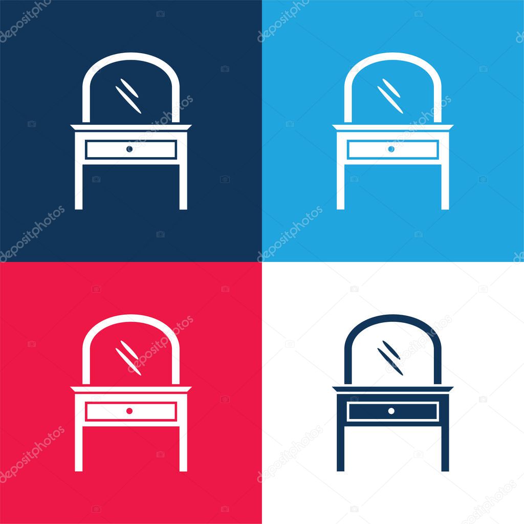 Bed Room Mirror On A Drawer Furniture blue and red four color minimal icon set