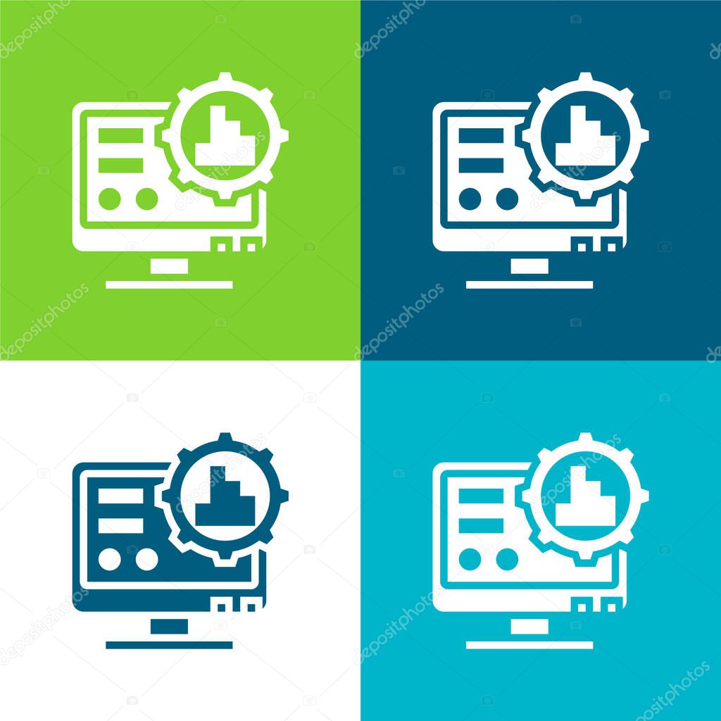 Big Data Flat four color minimal icon set