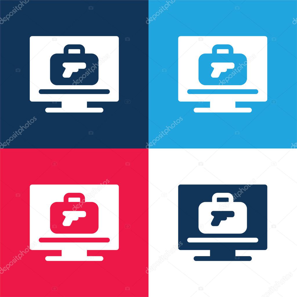 Airport X Ray Machine blue and red four color minimal icon set