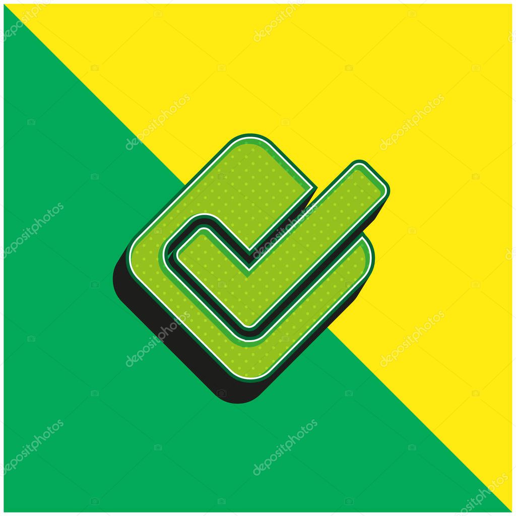 Accept Green and yellow modern 3d vector icon logo