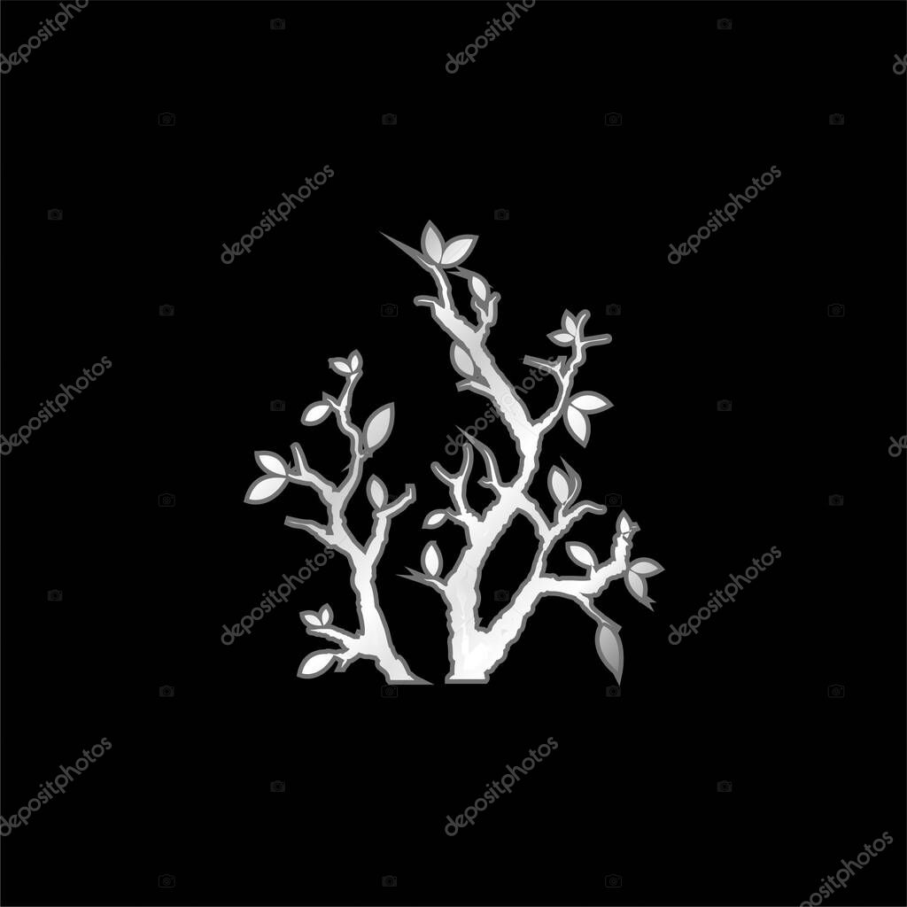 Branches With Leaves silver plated metallic icon