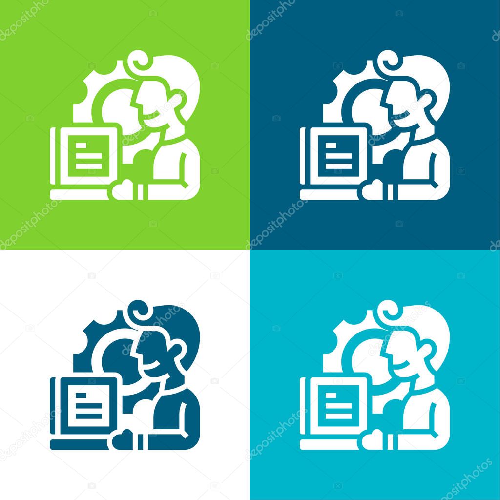 Application Flat four color minimal icon set