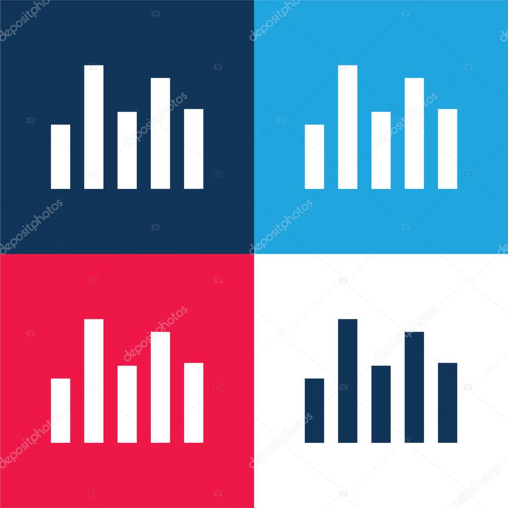Bars blue and red four color minimal icon set