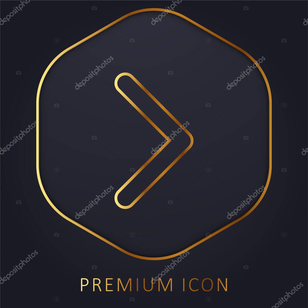 Arrow Point To Right golden line premium logo or icon