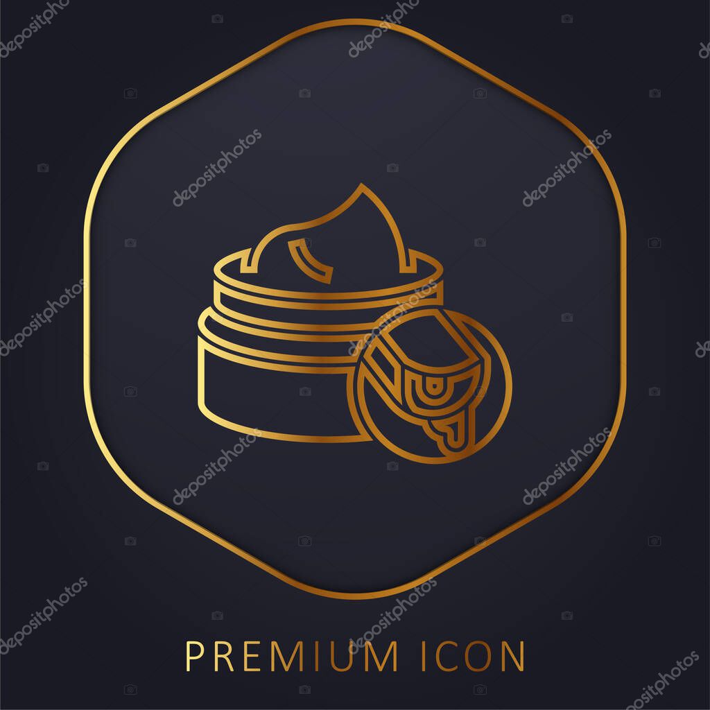 Aloe Vera golden line premium logo or icon