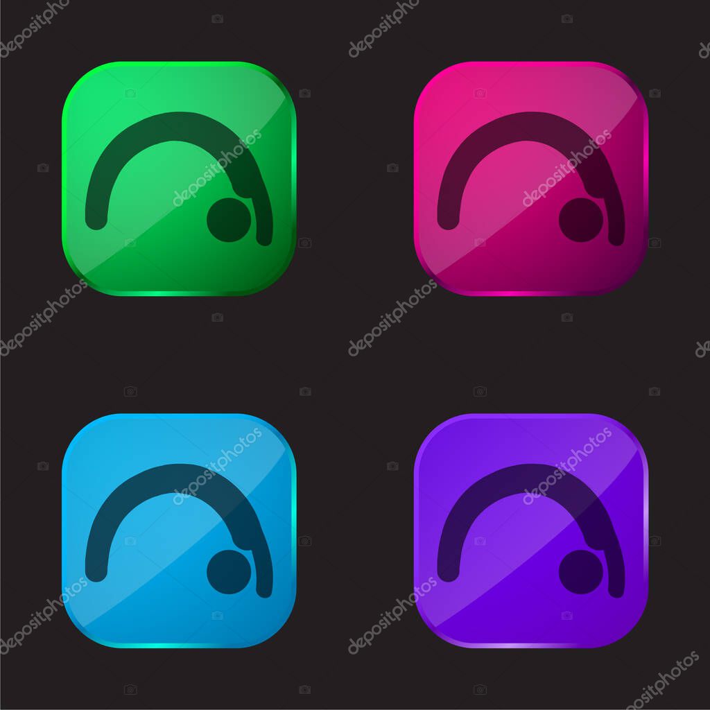 Backbend four color glass button icon