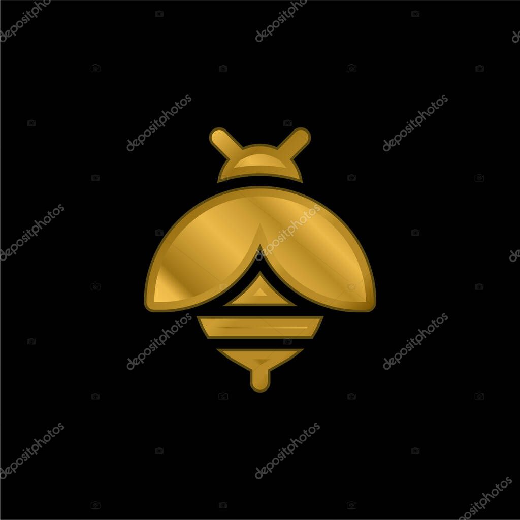 Bee gold plated metalic icon or logo vector