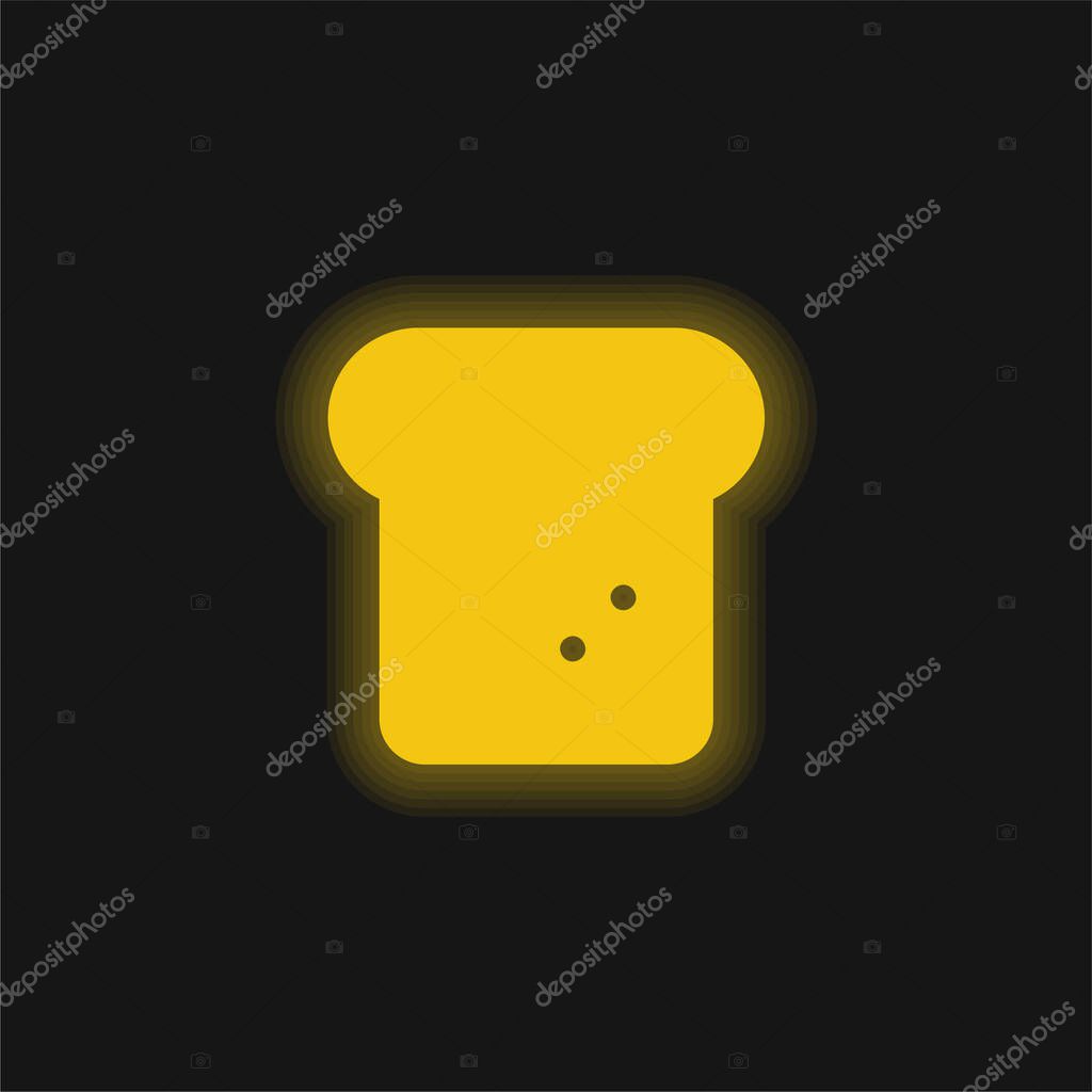 Bread yellow glowing neon icon