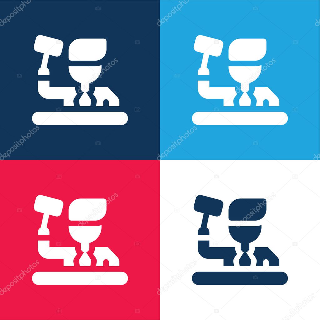 Auction blue and red four color minimal icon set