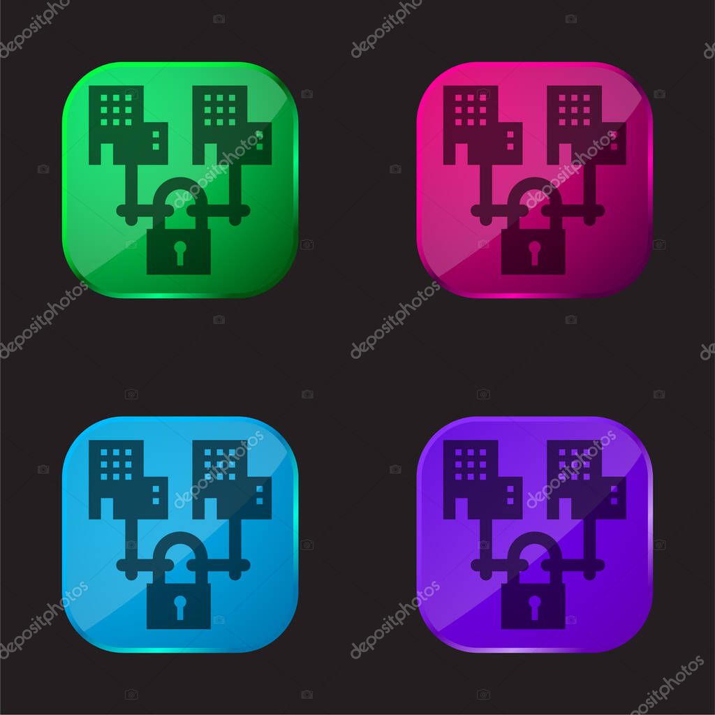 B2b four color glass button icon
