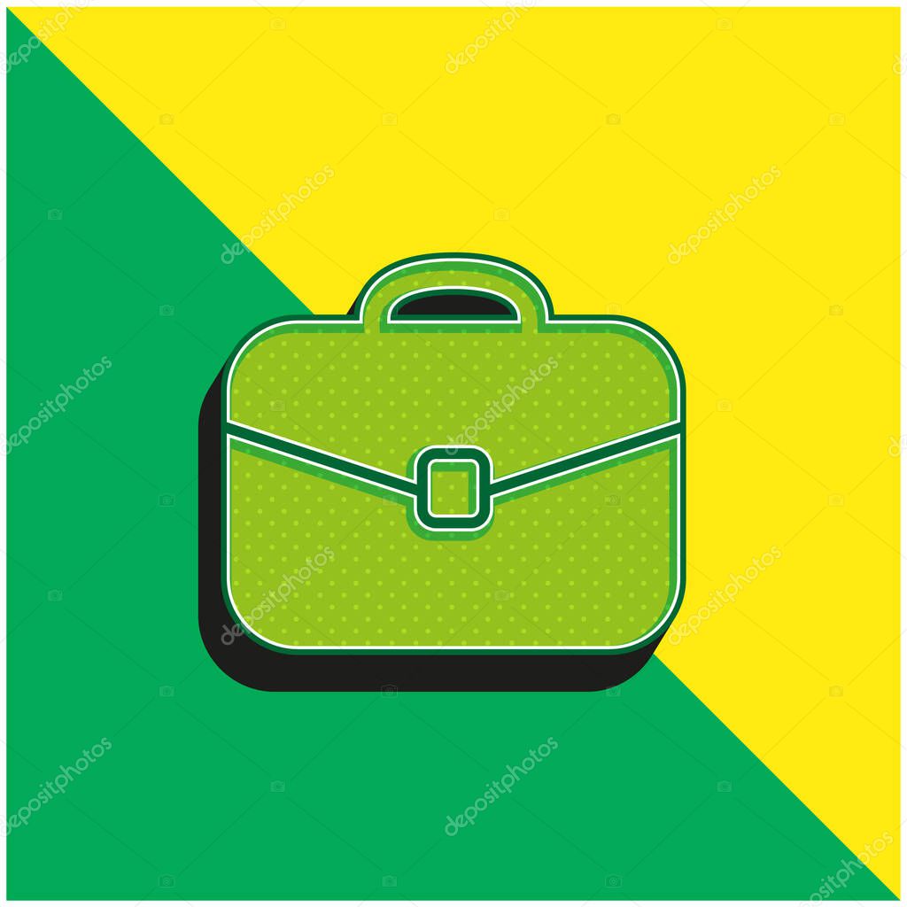 Black Rounded Suitcase Tool Green and yellow modern 3d vector icon logo