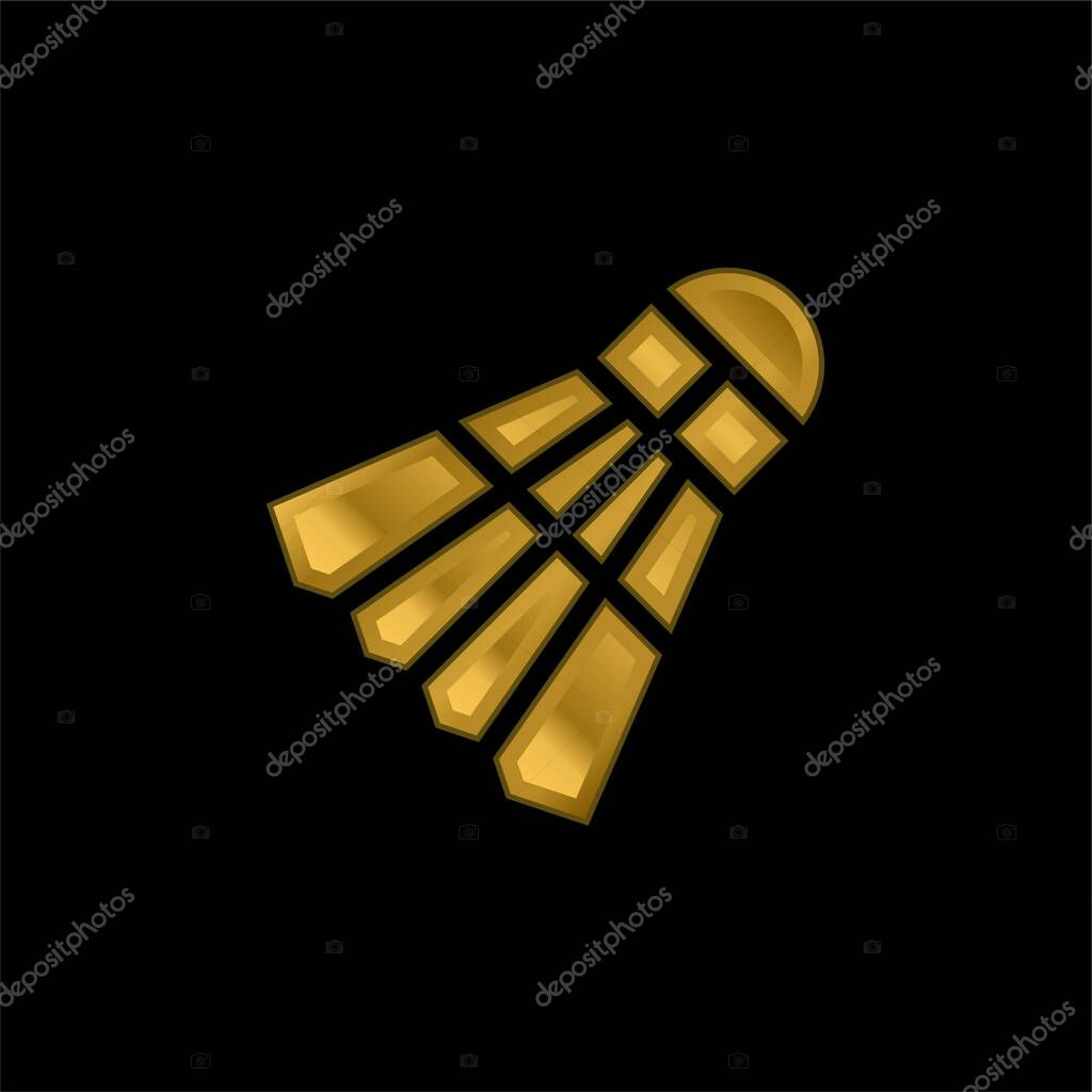 Badminton gold plated metalic icon or logo vector