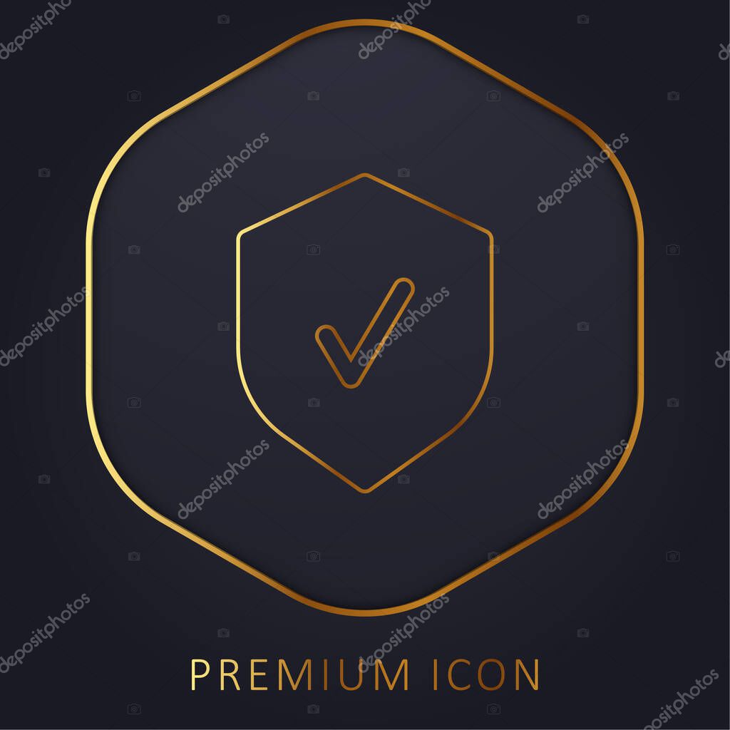 Badge golden line premium logo or icon