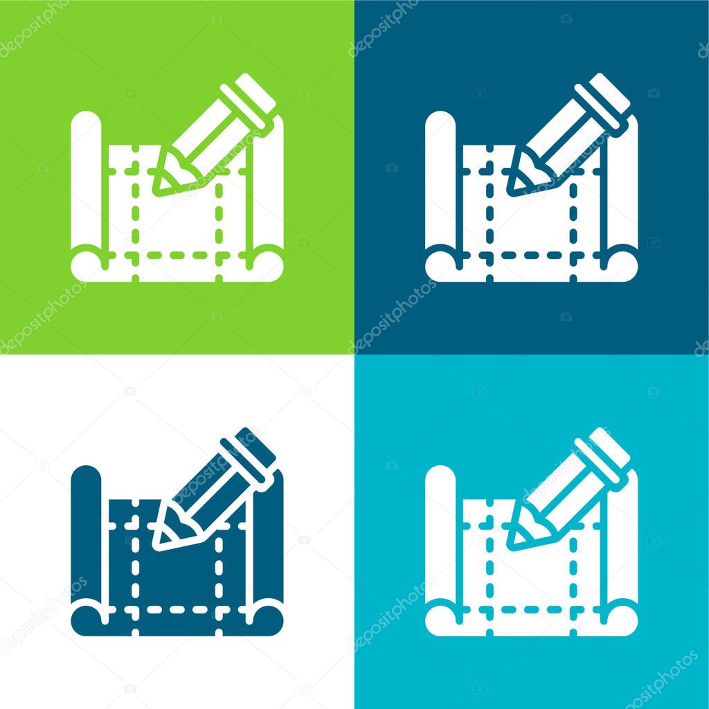 Blueprint Flat four color minimal icon set