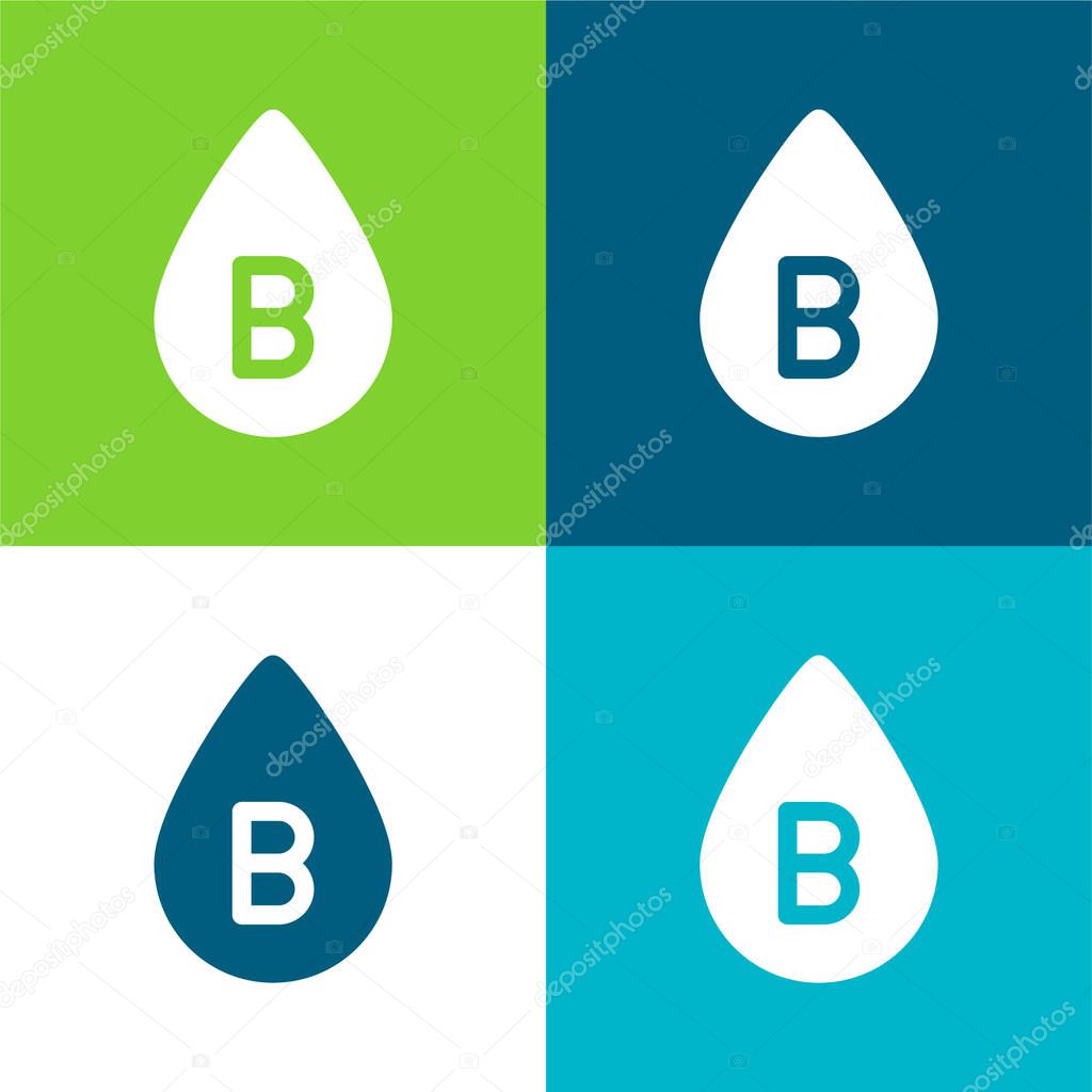 B Blood Type Flat four color minimal icon set