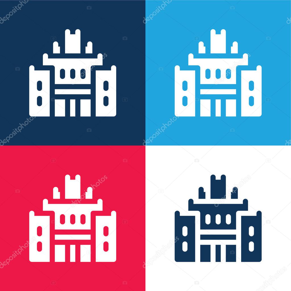 African Heritage House blue and red four color minimal icon set