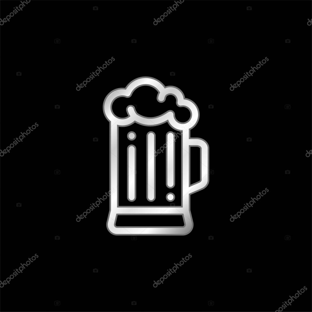 Beer silver plated metallic icon