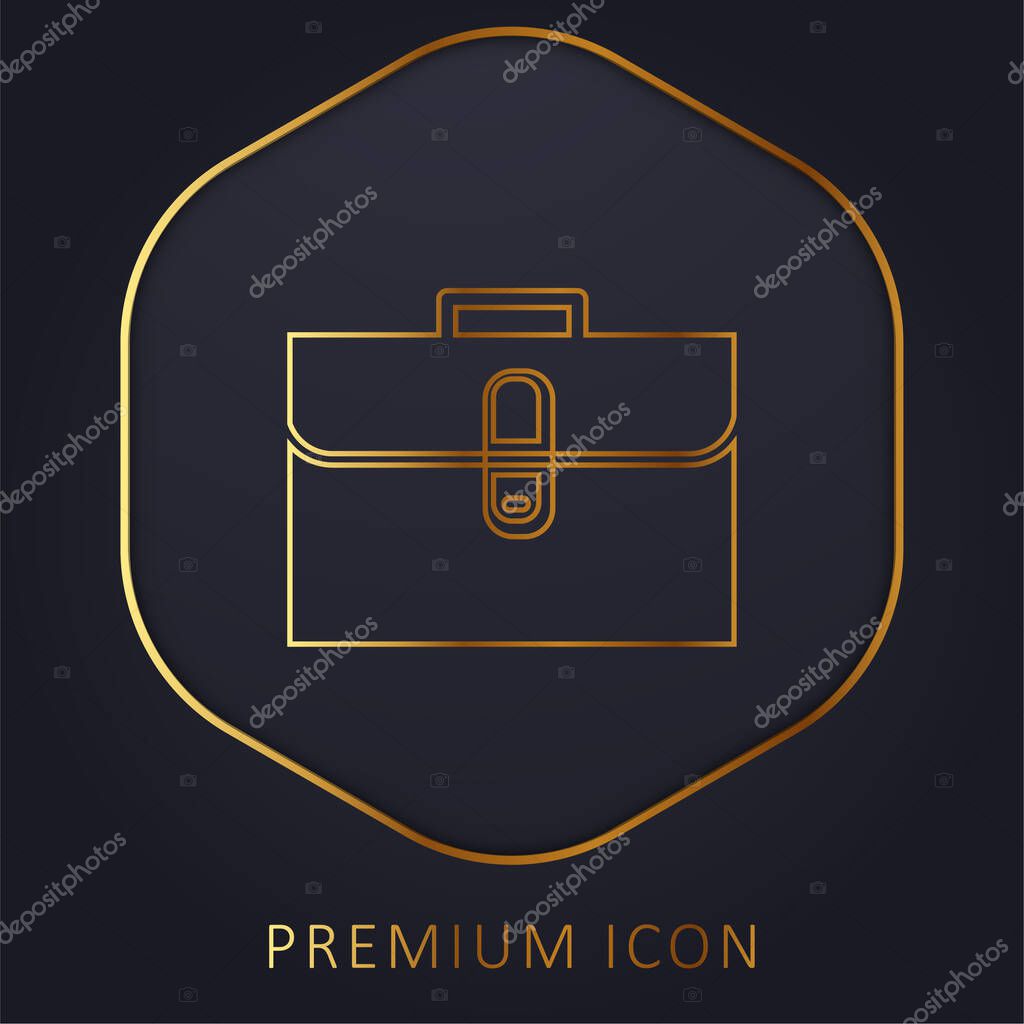 Briefcase golden line premium logo or icon