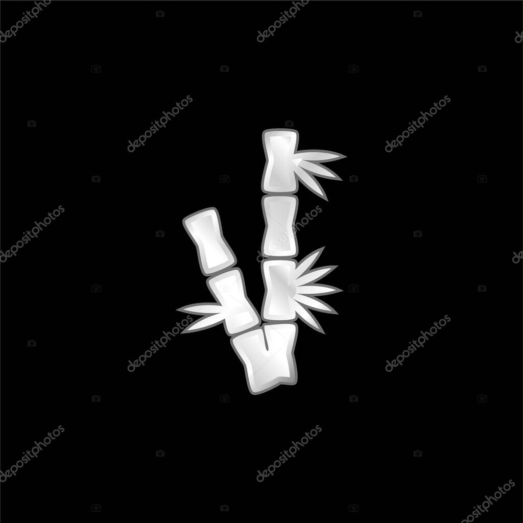 Bamboo Branches silver plated metallic icon