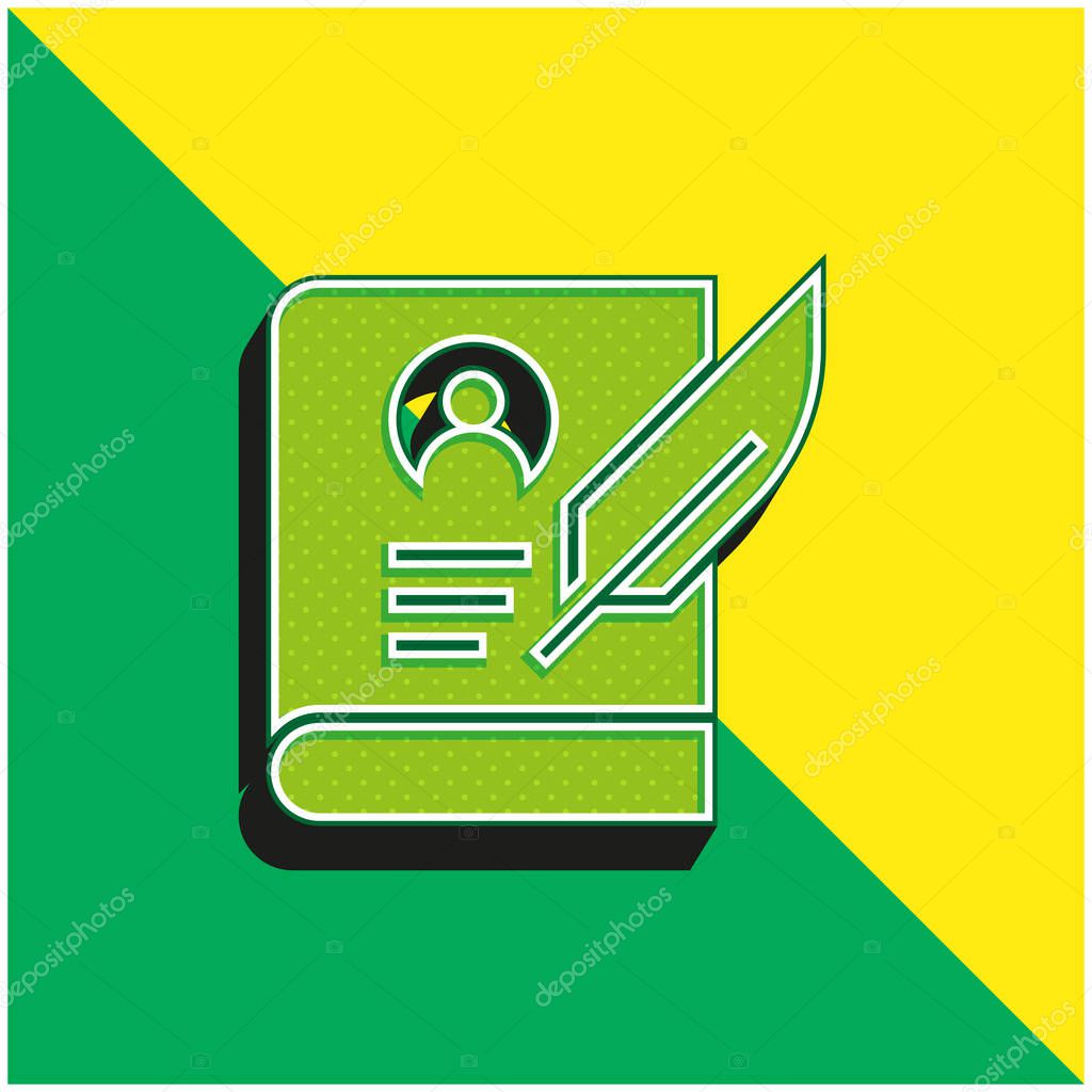 Biography Green and yellow modern 3d vector icon logo