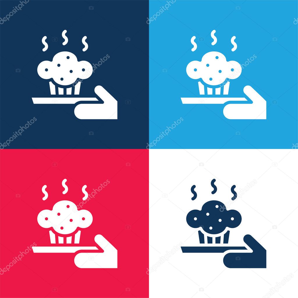 Baking blue and red four color minimal icon set
