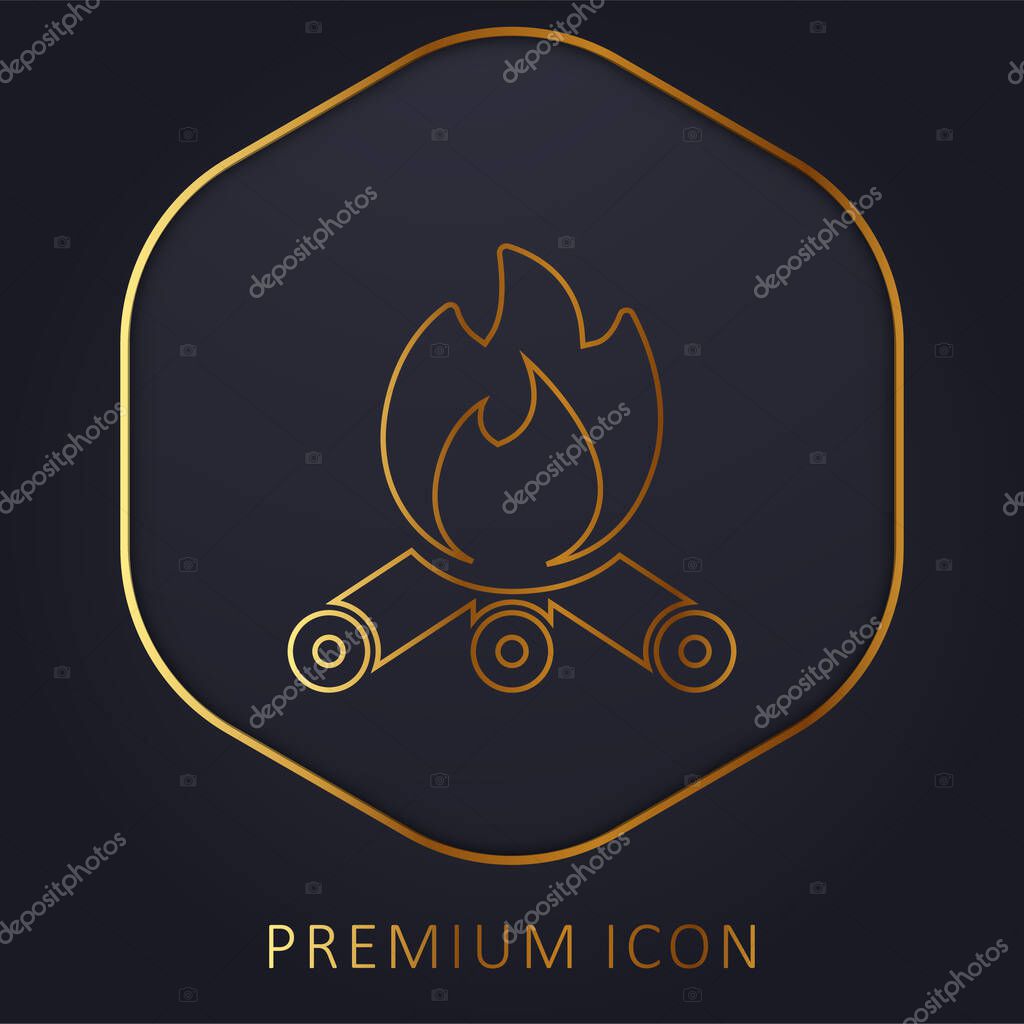 Bonfire golden line premium logo or icon