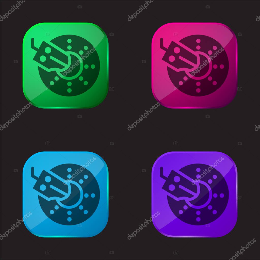 Brake four color glass button icon
