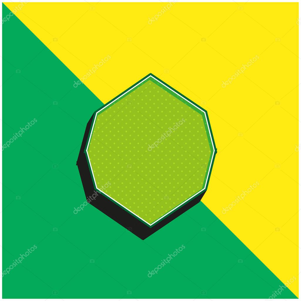 Black Octagon Shape Green and yellow modern 3d vector icon logo