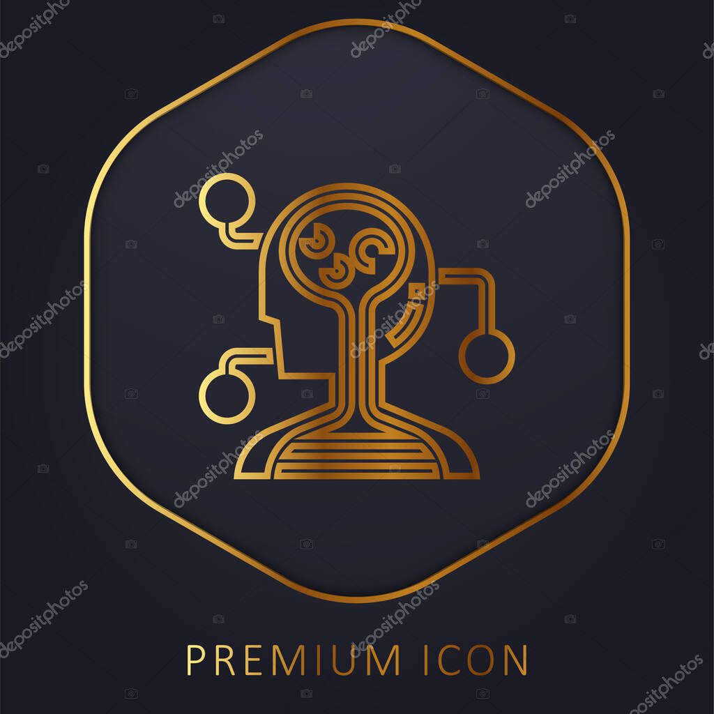 Biology golden line premium logo or icon