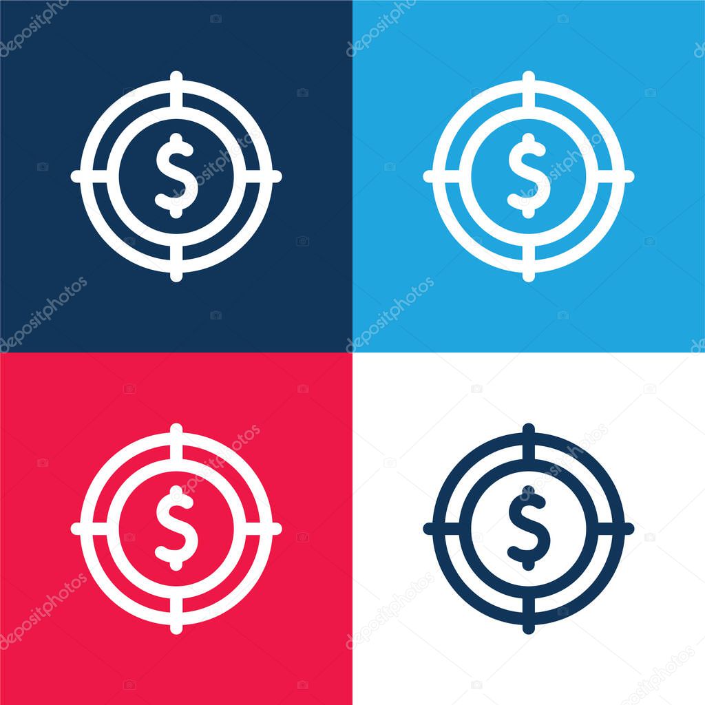 Aim blue and red four color minimal icon set